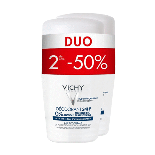 Vichy Deodorant Roller 24u - Gevoelige Huid - 2x50ml Promo 2de -50%